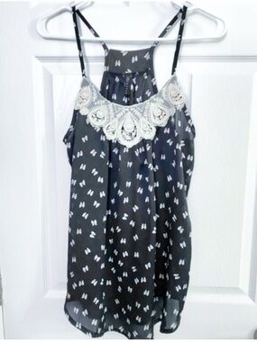 Everly Navy Cami Top with White Bow Print